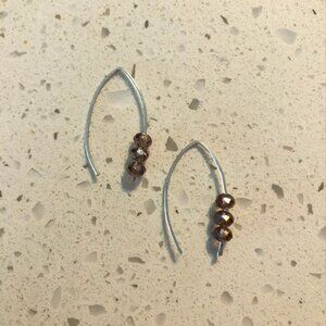 Handmade Wire Earrings with Purple Crystal Beads